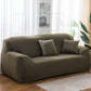 Solid-color full-coverage sofa cover, dark olive green with pillow cushions