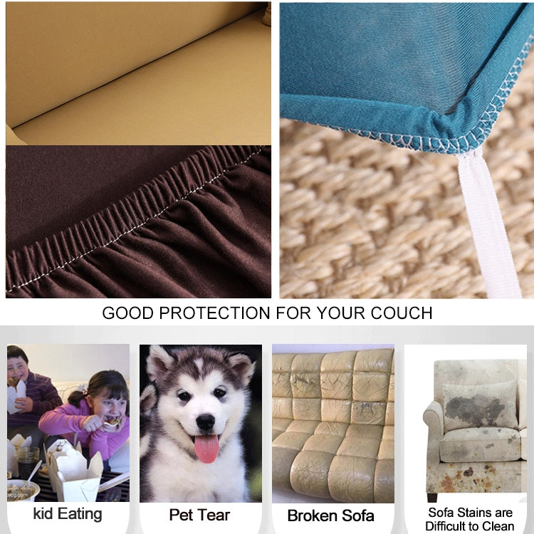 Sofa cover fabric detail with stitched elastic hem and protective non-slip coverage