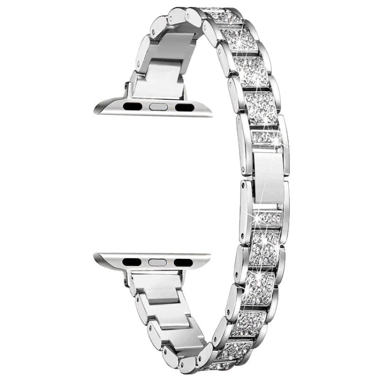 14mm Three-beads Diamond Aluminum Alloy Replacement Strap Watchband For Apple Watch Series, 7 41mm / 6 & SE & 5 & 4 40mm / 3 & 2 & 1 38mm, 7 45mm / 6 & SE & 5 & 4 44mm / 3 & 2 & 1 42mm