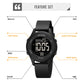SKMEI digital LED watch with black silicone strap, round screen and buttons