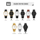 Men's quartz calendar watch color options shown in multiple strap and dial styles