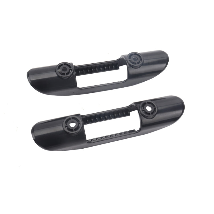 Black paddle clip holders with strap opening and screw mounting holes, pair