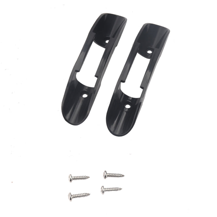 Black plastic paddle clip holders with mounting screws, 2 clips and 4 screws