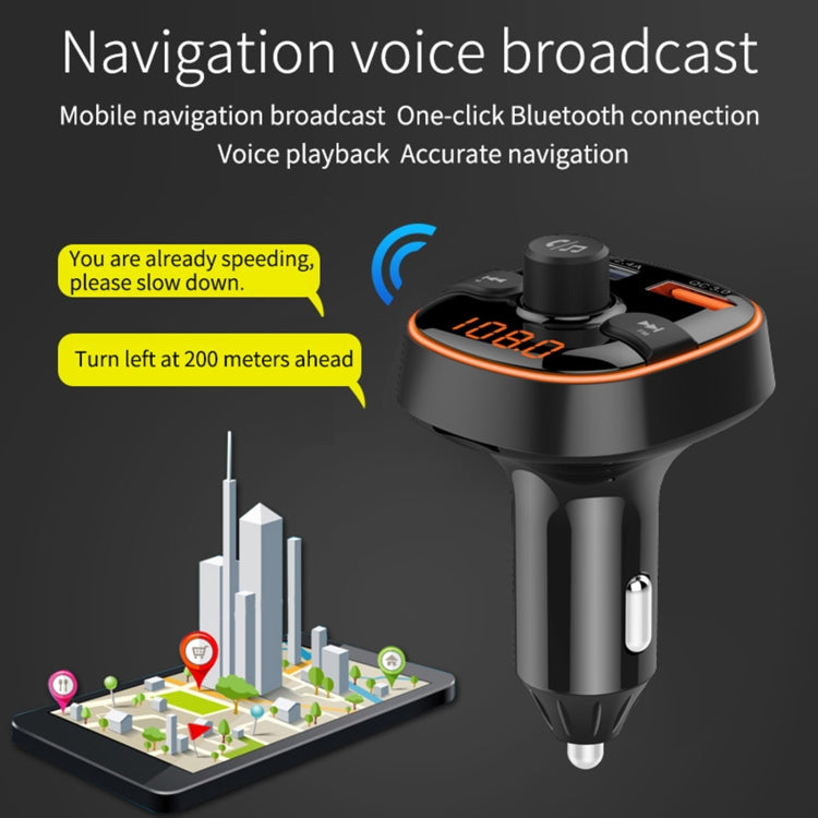 Car Bluetooth FM transmitter with LED display for navigation voice broadcast