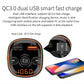 Car FM transmitter with QC3.0 dual USB charging and LED frequency display