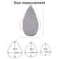 Grey corduroy bean bag chair cover with teardrop shape size diagram
