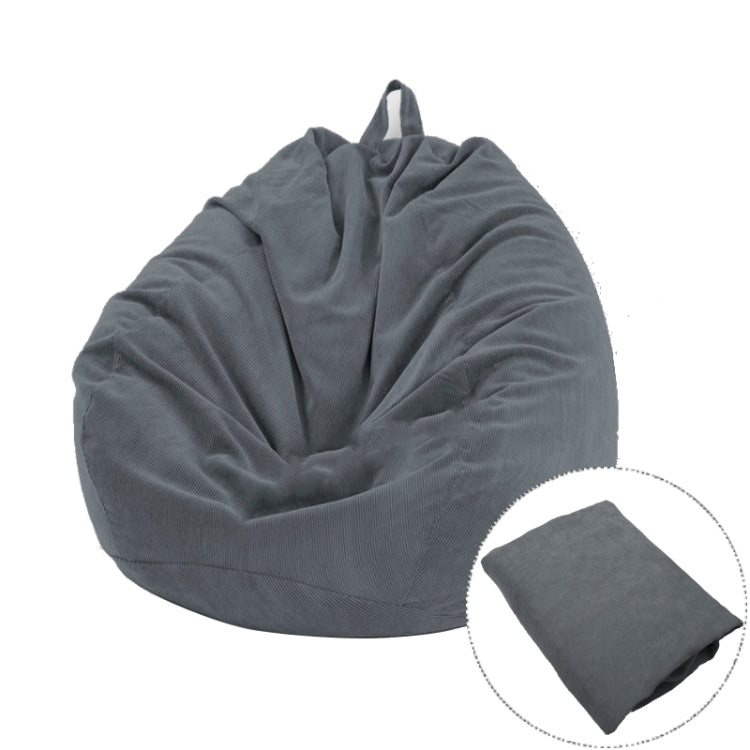 Dark grey corduroy bean bag chair cover with handle and zipper opening