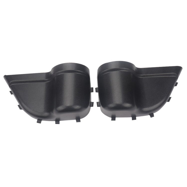Pair of black car door cup holders with storage pockets and mounting clips