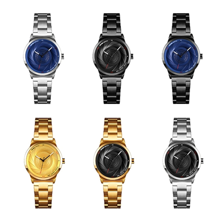 Assorted ladies quartz business watches with blue, gold, and black 3D swirl dials