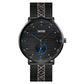 SKMEI men’s quartz wristwatch with black dial, blue accents, and black mesh strap
