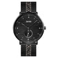 SKMEI men’s quartz wristwatch with black dial, silver accents, and black mesh strap