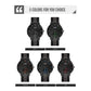 Set of SKMEI men’s quartz wristwatches with black mesh straps in multiple accent colors