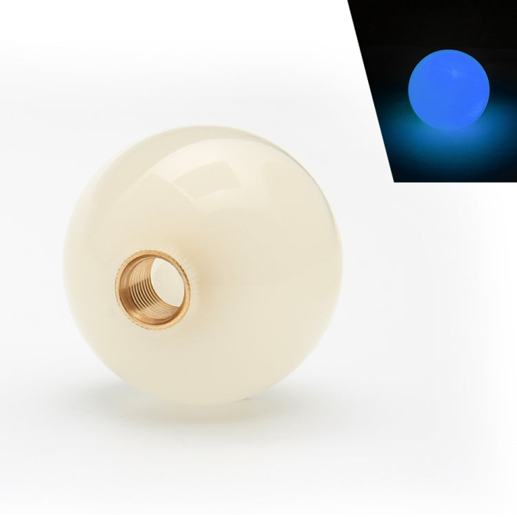 Luminous round shift knob, white glow style with brass threaded opening