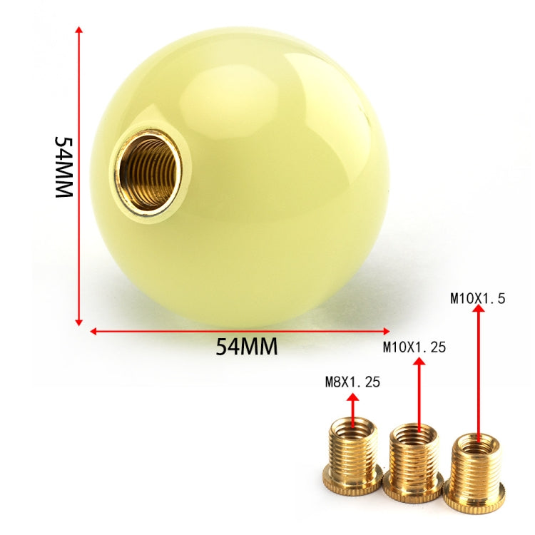 Round shift knob with brass adapters and size diagram with 54mm