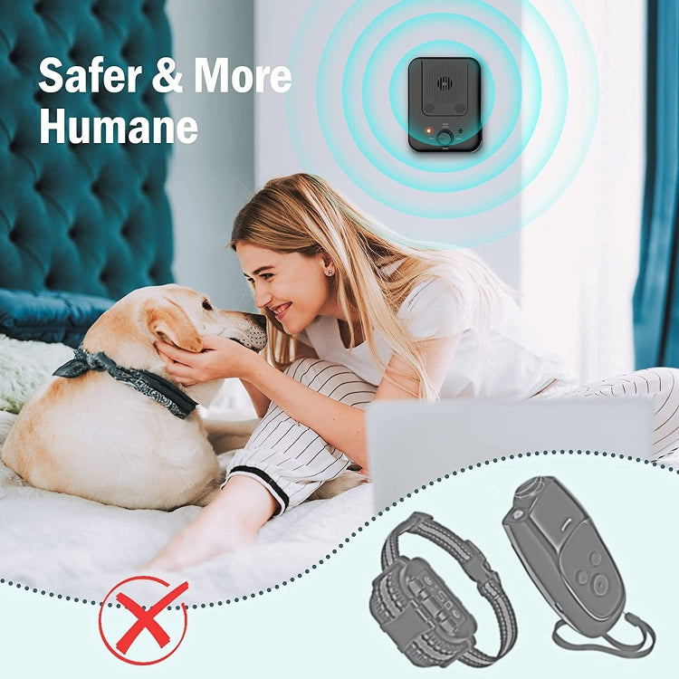 Black ultrasonic bark control device with indicator light and control dial