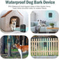 Black waterproof dog bark control device with compact speaker grille and indicator light