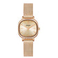 Women’s quartz watch with rose gold-tone mesh bracelet and oval cream dial