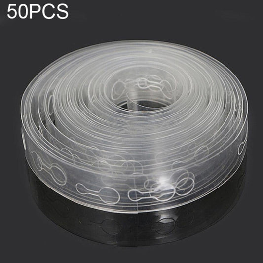 Clear plastic balloon chain tie tool roll, perforated strip, 50 pcs