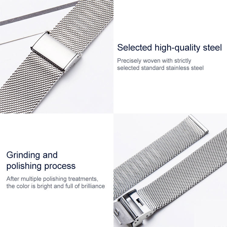 304 Stainless Steel Single Buckle Replacement Strap Watchband, 16mm, 18mm, 20mm, 22mm