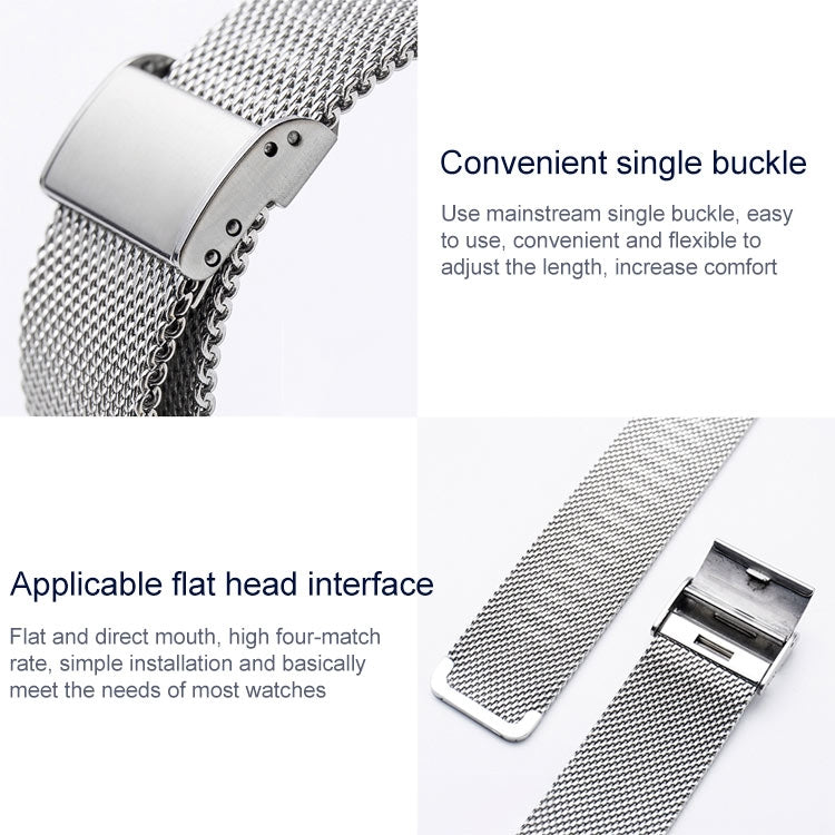 304 Stainless Steel Single Buckle Replacement Strap Watchband, 16mm, 18mm, 20mm, 22mm