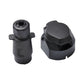 Trailer connector socket and plug, black plastic housings with mounting tabs