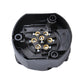 Trailer connector socket, open black housing showing gold contact terminals