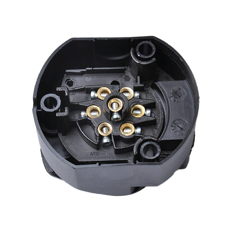 Trailer connector socket, open black housing showing gold contact terminals