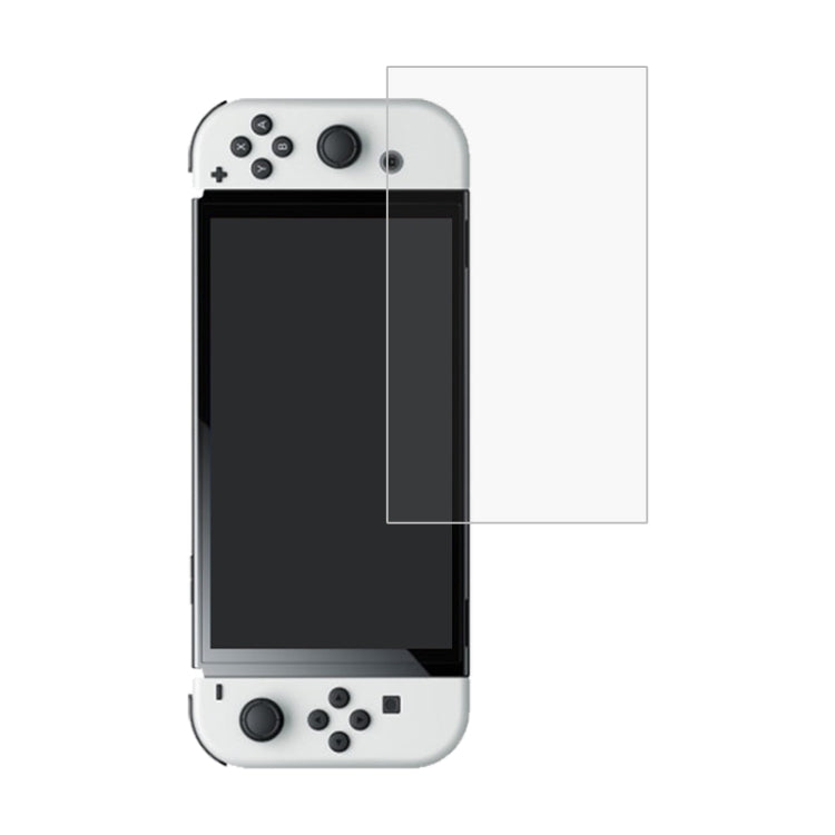 Tempered glass screen protector film covering handheld console display