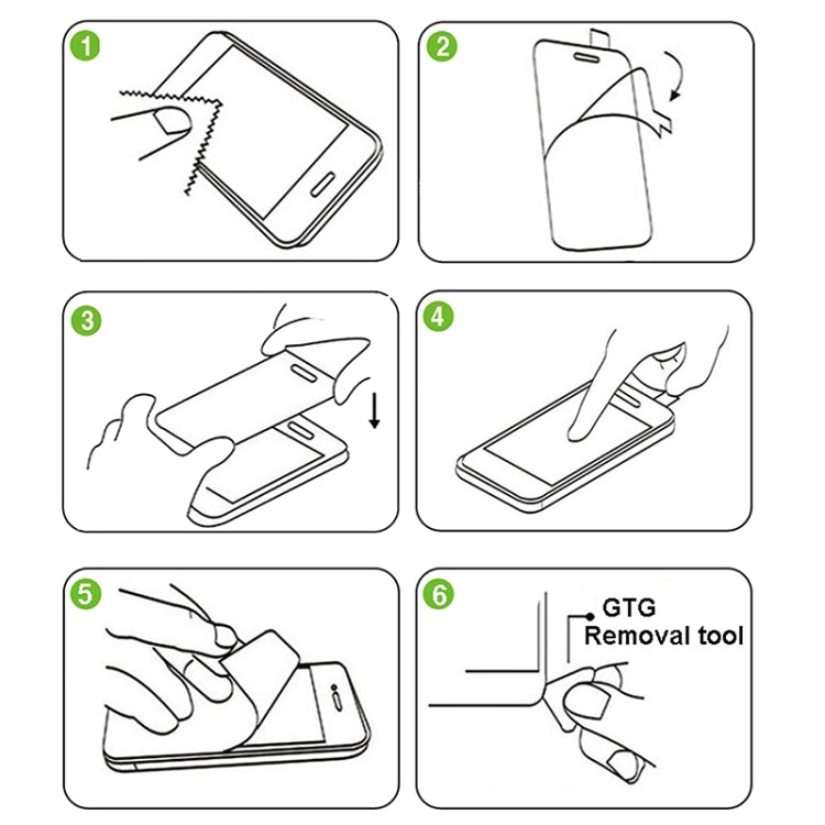 Tempered glass screen protector installation step icons