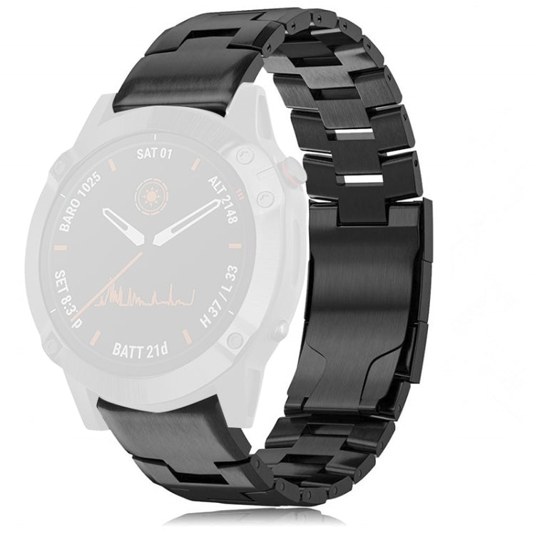 Black titanium alloy quick-release watch band with rectangular link bracelet and clasp.