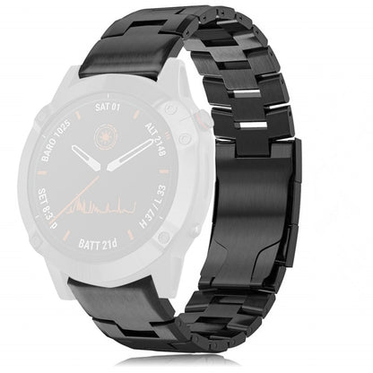 Black titanium alloy quick-release watch band with rectangular link bracelet and clasp.