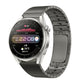 Dark gray ribbed link stainless steel watch band on smartwatch