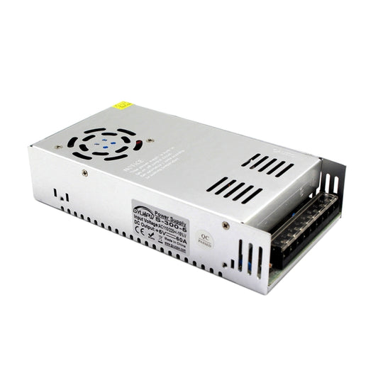 Regulated LED switching power supply, silver metal case with vented fan and terminal output