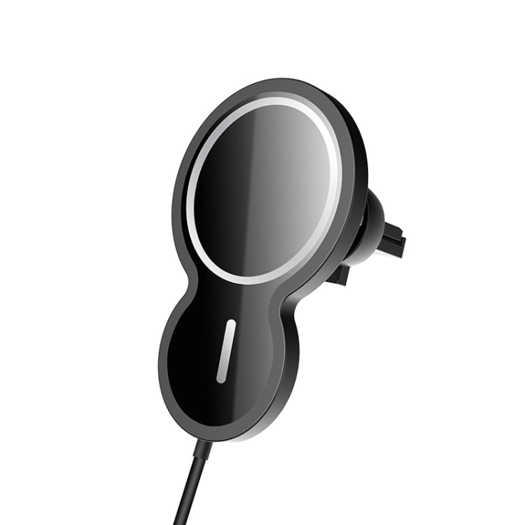 Black inverted gourd-shaped magnetic wireless car charger holder with vent clip