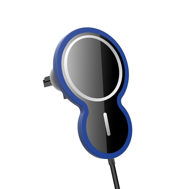 Blue inverted gourd wireless car charger magnetic phone holder with circular pad