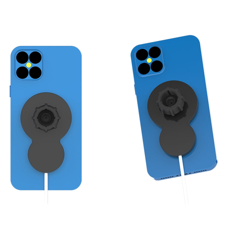Blue phone case with magnetic wireless charger mount and gourd-shaped holder