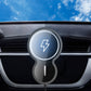 Black wireless car charger magnetic phone holder on air vent with lightning icon