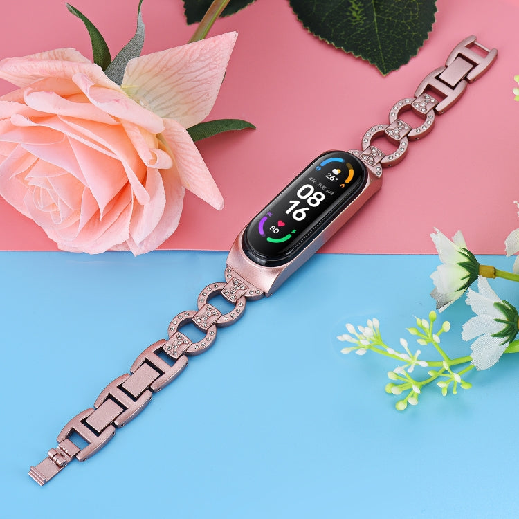 8-shaped Diamond Alloy Replacement Strap Watchband, For Xiaomi Mi Band 6 / 5, For Xiaomi Mi Band 4 / 3