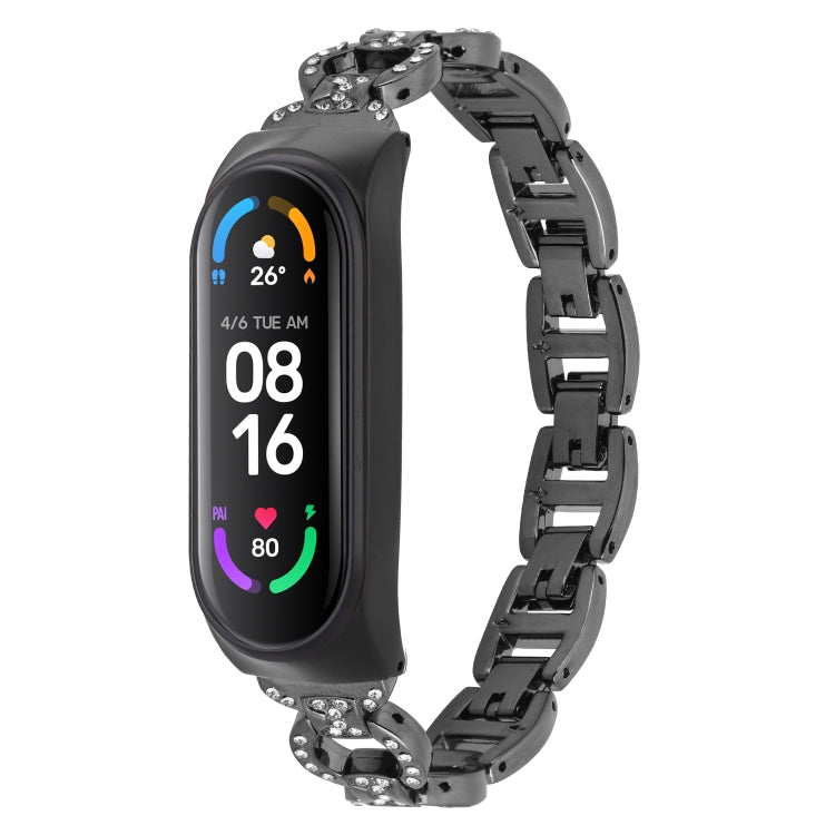 8-shaped Diamond Alloy Replacement Strap Watchband, For Xiaomi Mi Band 6 / 5, For Xiaomi Mi Band 4 / 3
