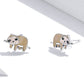 Pair of silver sloth ear studs with enamel faces, slim post and back details