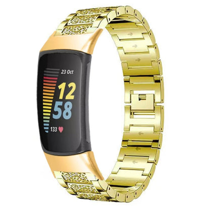 Diamond Stainless Steel Replacement Strap Watchband, For Fitbit Charge 5
