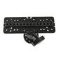 Black transducer bracket with perforated mounting plate and swivel support