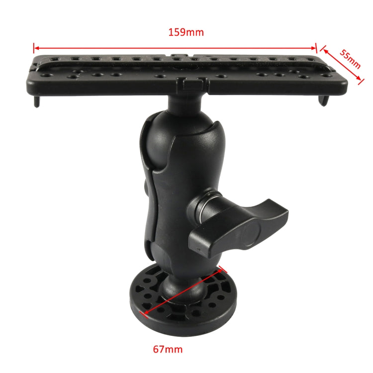 Black fish finder transducer mount bracket with swivel arm and suction-style base