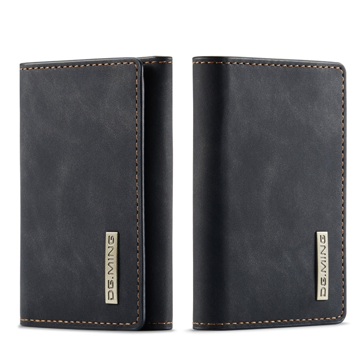 DG.MING 3-fold multi card wallet in black with stitched edges and logo label