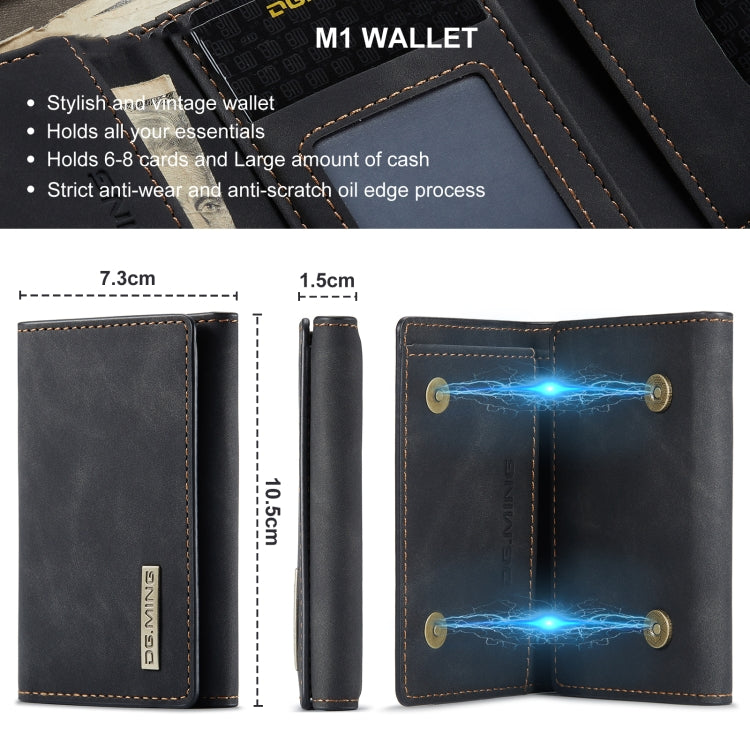 Black 3-fold multi card wallet showing interior card pockets and stitched trim