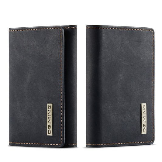 DG.MING 3-fold multi card wallet in black with stitched edges and logo label