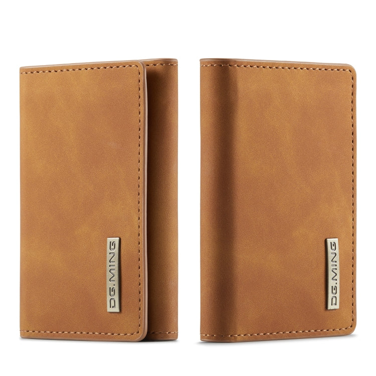 DG.MING 3-fold multi card wallet in brown with stitched edges and logo label