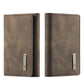 DG.MING 3-fold multi card wallet in dark brown with stitched edges and logo patch