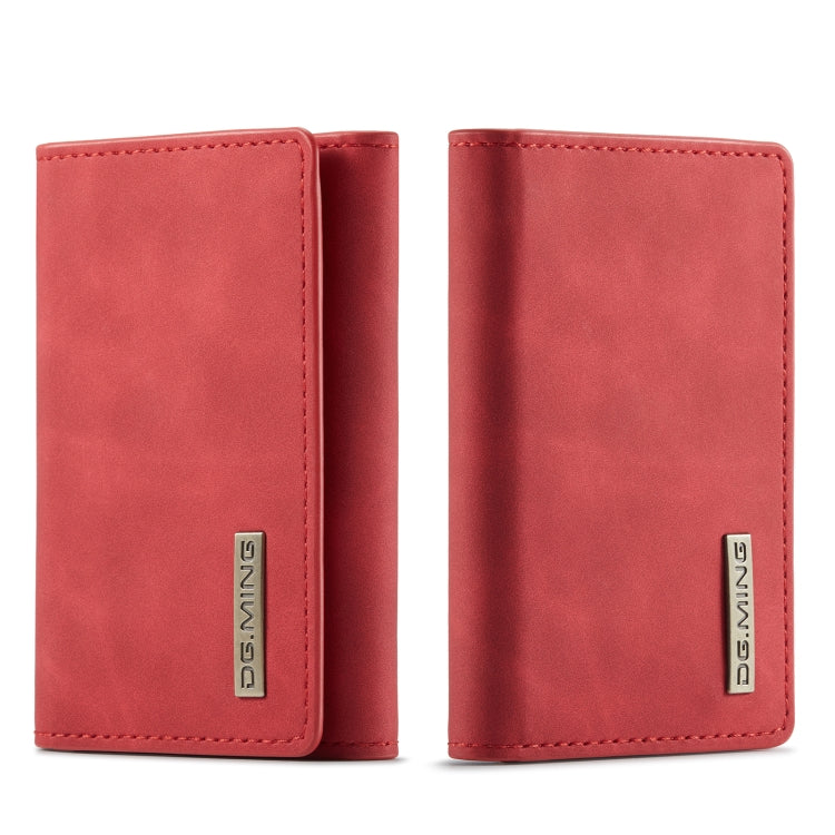 DG.MING 3-fold multi card wallet in red with stitched edges and logo label