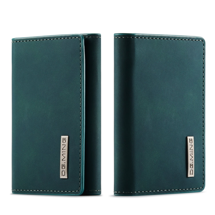 DG.MING 3-fold multi card wallet, teal green with stitched edges and logo label